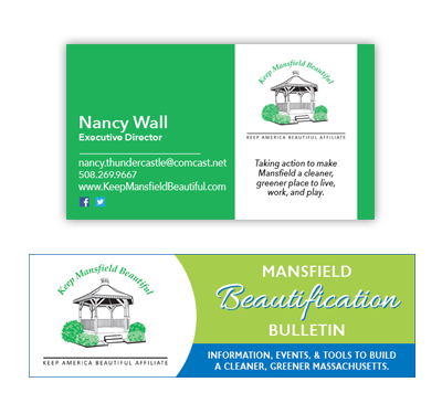 Keep Mansfield Beautiful business card design and Keep Mansifled Beautiful email banner design