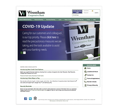 Wrentham Cooperative Bank Website Design